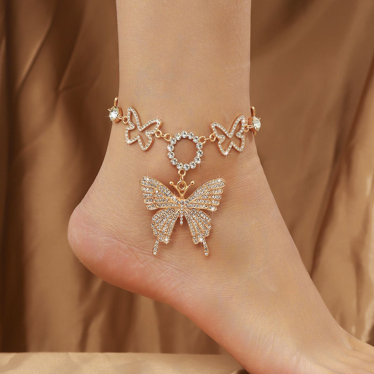 anklet bracelet chain with butterfly pendant iced butterfly anklet chain for women jewelry fashion accessories sea beach jewellry Christmas gift for her/women/ladies