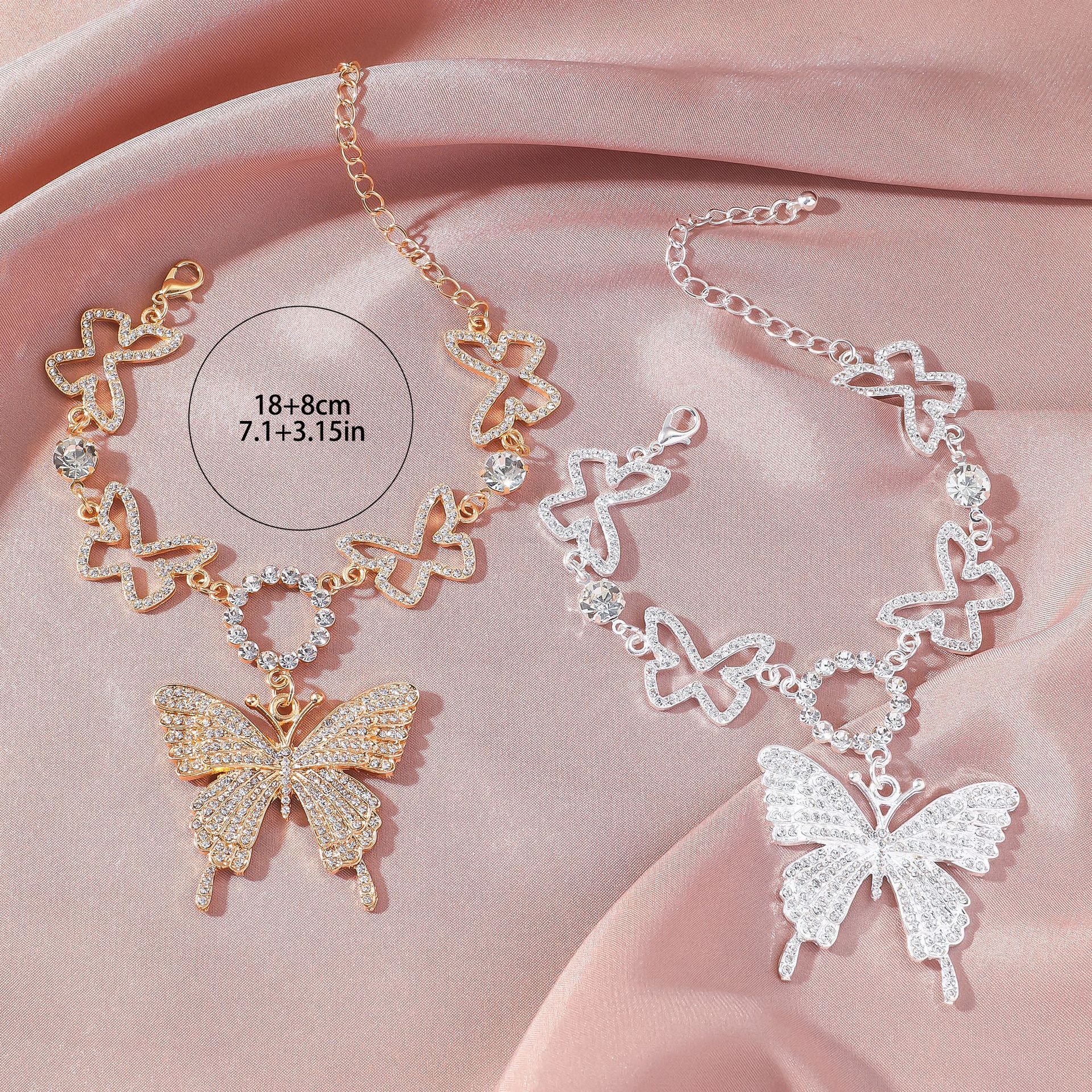 anklet bracelet chain with butterfly pendant iced butterfly anklet chain for women jewelry fashion accessories sea beach jewellry Christmas gift for her/women/ladies
