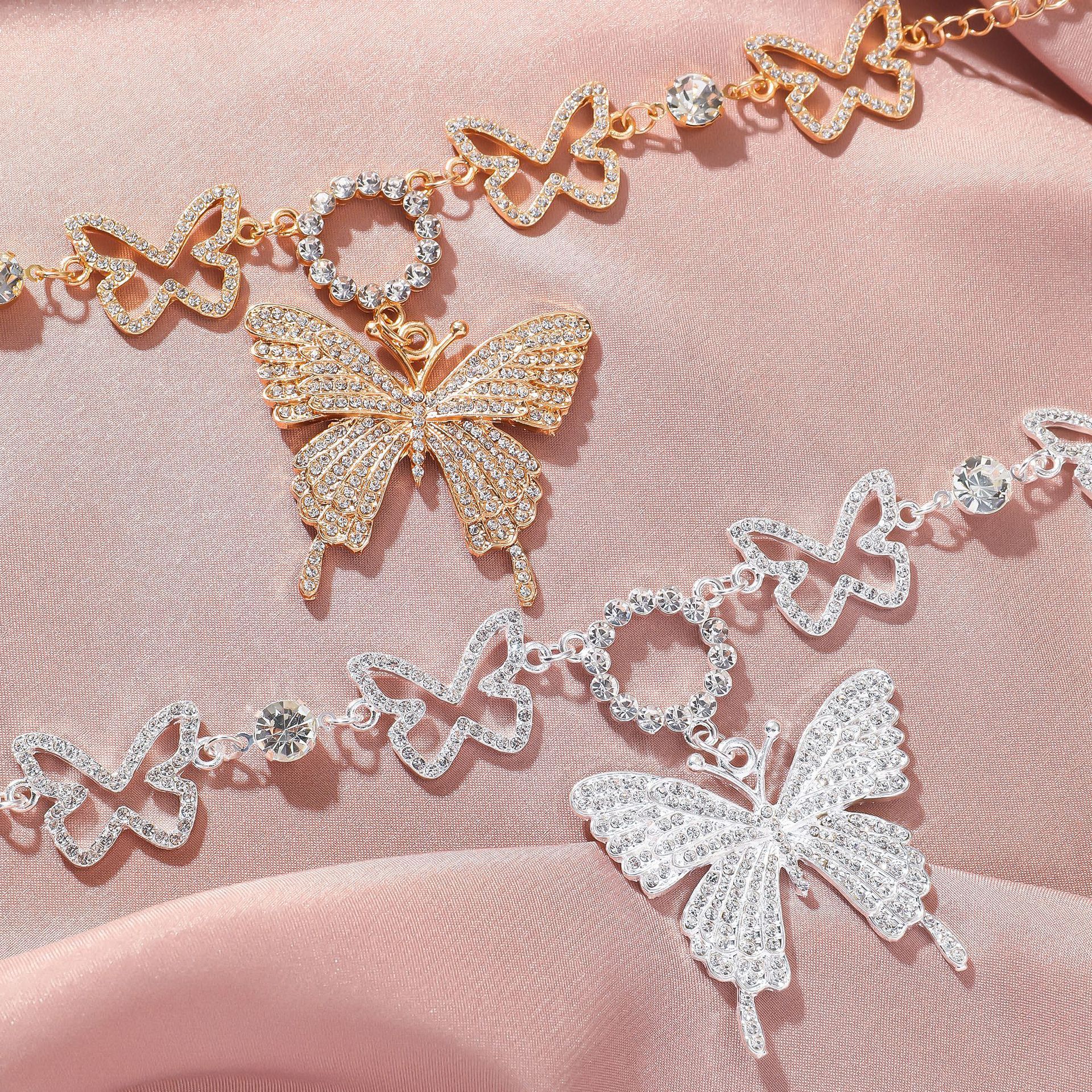 anklet bracelet chain with butterfly pendant iced butterfly anklet chain for women jewelry fashion accessories sea beach jewellry Christmas gift for her/women/ladies