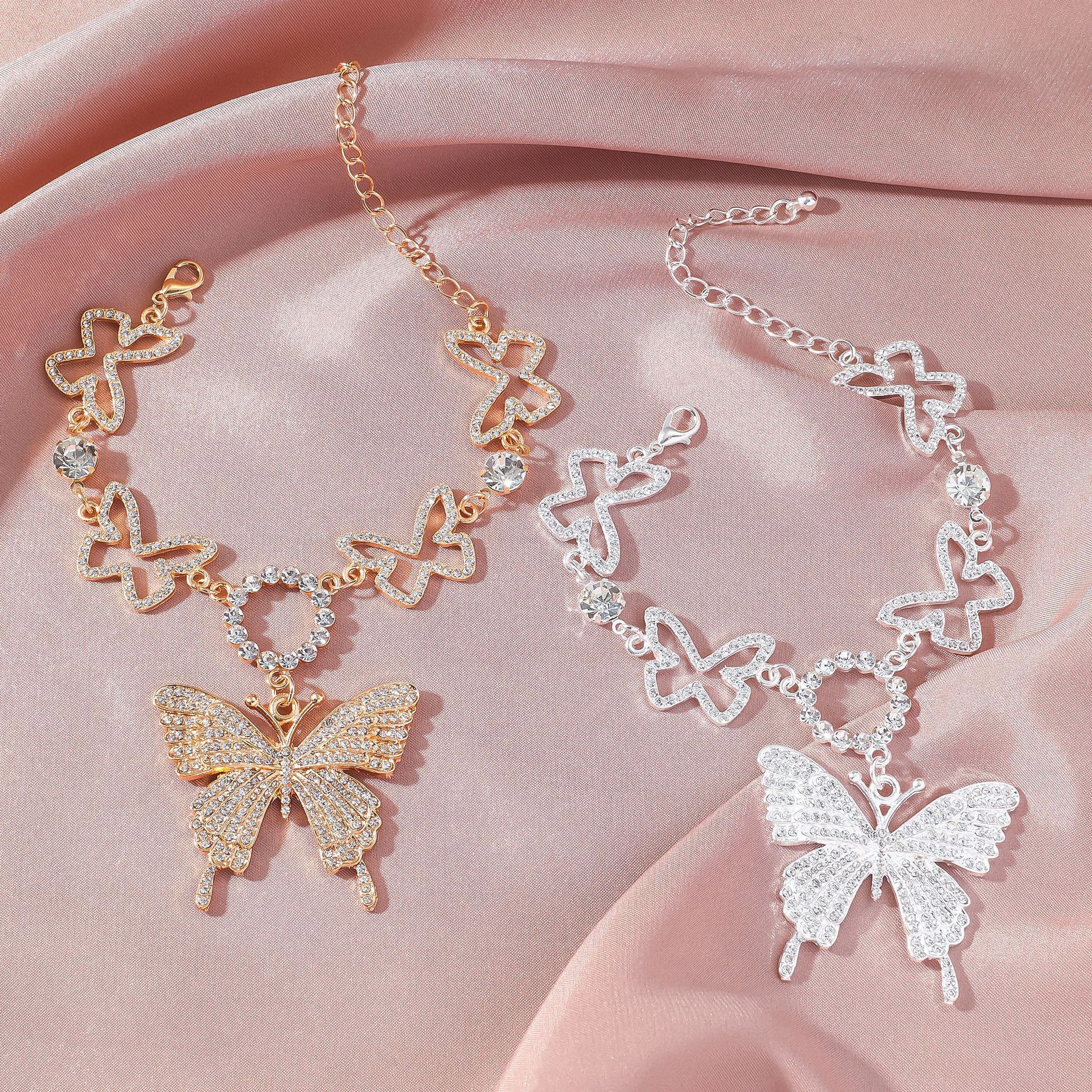 anklet bracelet chain with butterfly pendant iced butterfly anklet chain for women jewelry fashion accessories sea beach jewellry Christmas gift for her/women/ladies