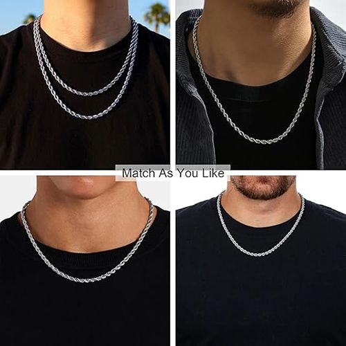 1pcs Men/women rope chain link necklace twist rope chain man woman jewelry accesoory  hip hop  rapper chain for him/her gift for him her