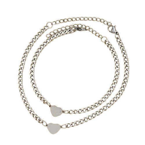 2pcs couple bracelets lovers bracelet for man/woman with love pendant bracelet jewelry gift fashion accessories for him/her stainless steel breslet no tarnish no fade love forever jewellry sets