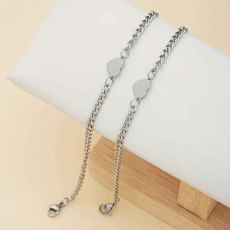 2pcs couple bracelets lovers bracelet for man/woman with love pendant bracelet jewelry gift fashion accessories for him/her stainless steel breslet no tarnish no fade love forever jewellry sets