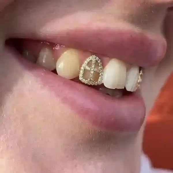 single grillz tooth man/woman valentine gift for her/women ice out bling bling grillz mouth for men/women hip hop rapper body jewelry accessories party costume easter festival gift for girl friends