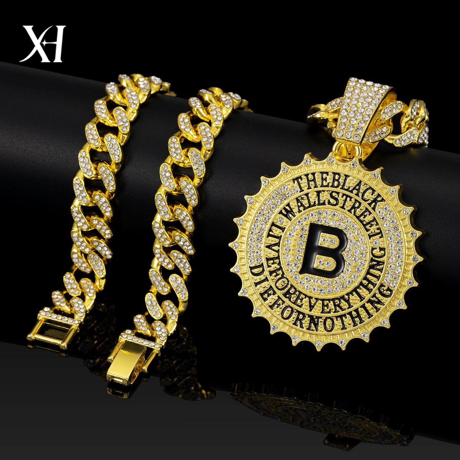 iced out Gear shape pendant with big B letter hip hop bling bling pendant fashion jewelry accessorry for man/women