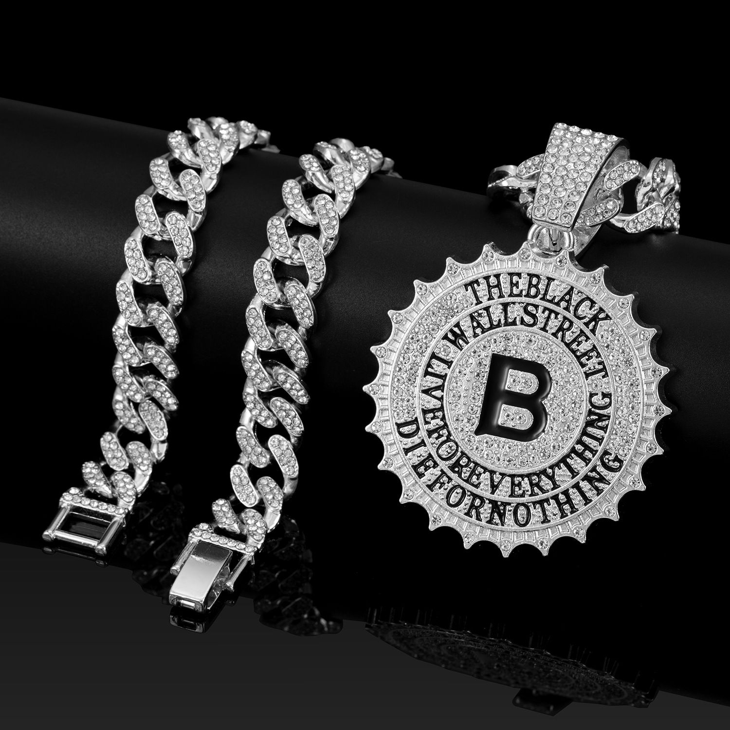 iced out Gear shape pendant with big B letter hip hop bling bling pendant fashion jewelry accessorry for man/women
