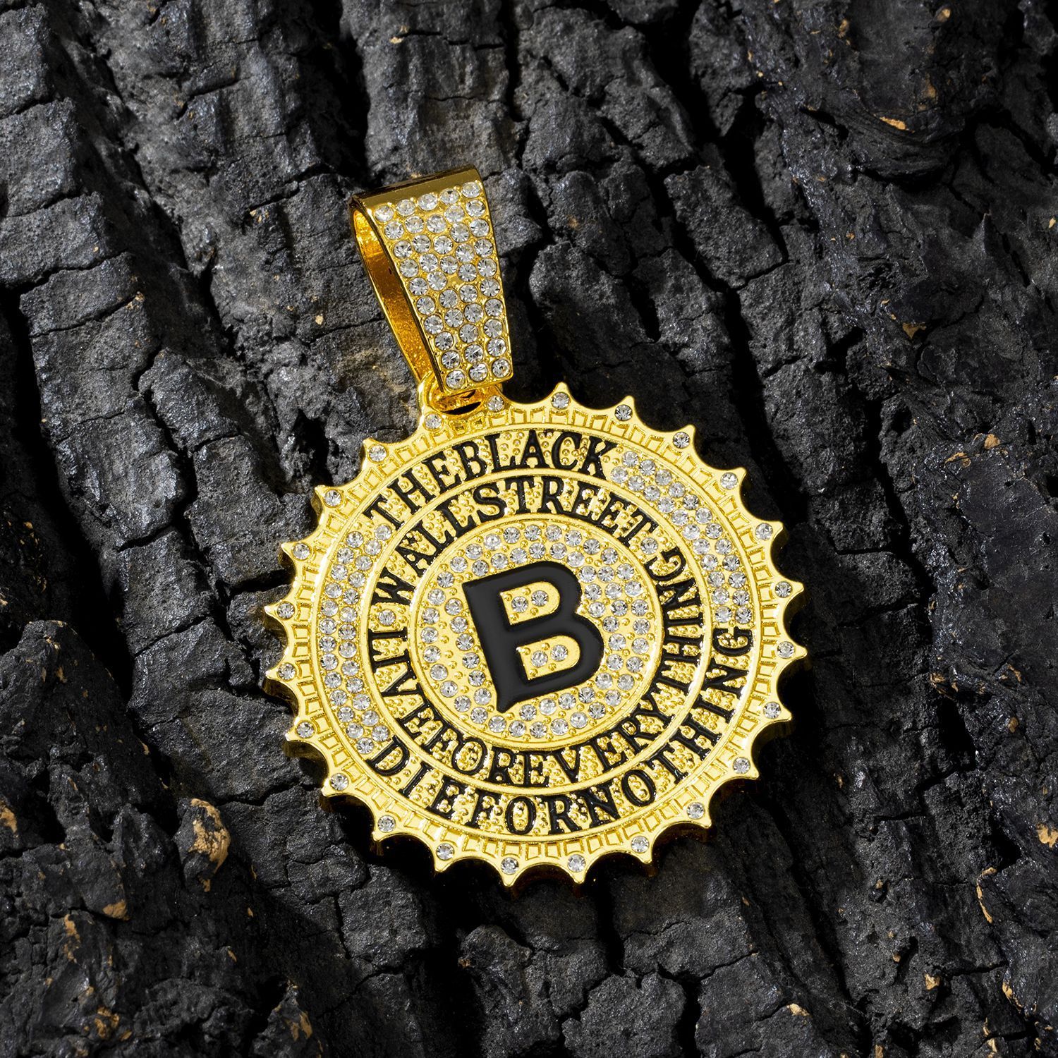 iced out Gear shape pendant with big B letter hip hop bling bling pendant fashion jewelry accessorry for man/women