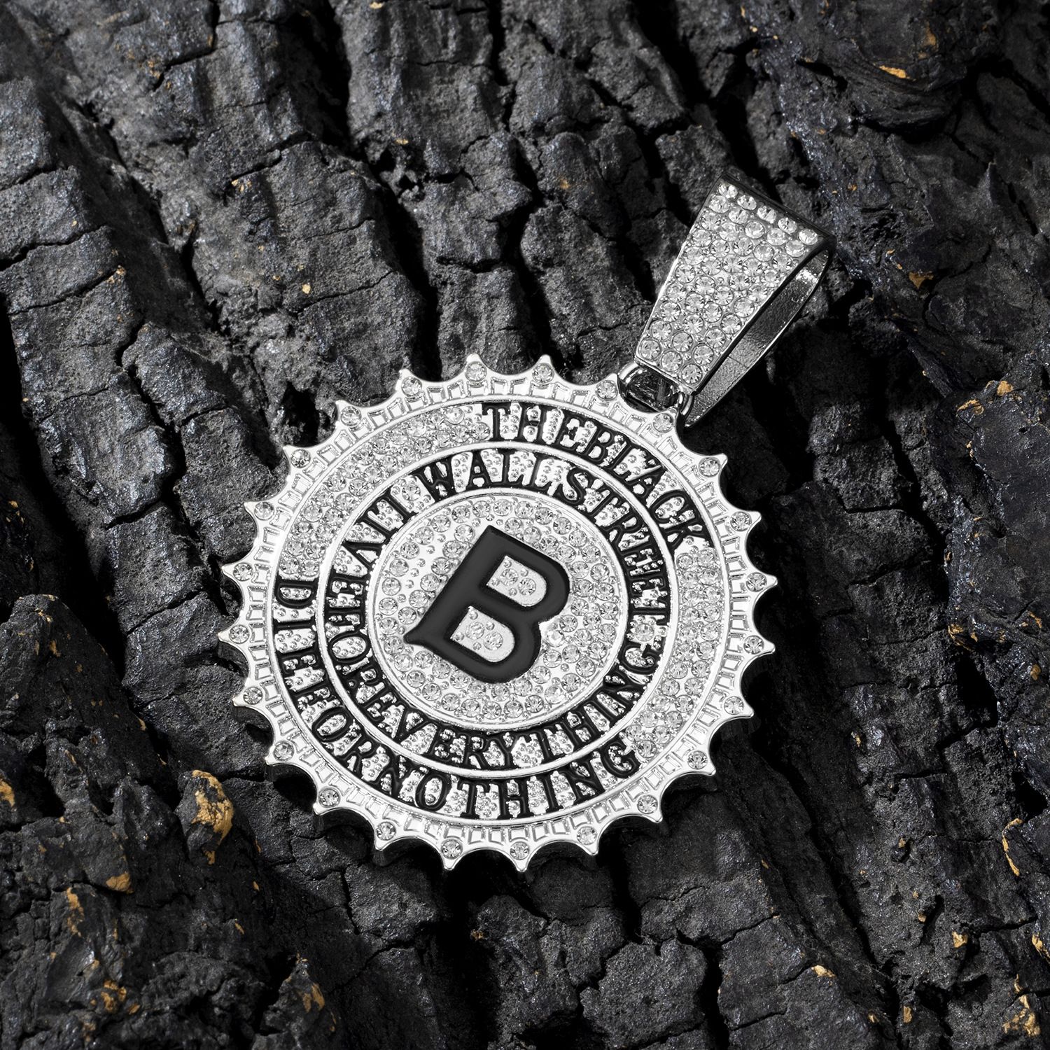 iced out Gear shape pendant with big B letter hip hop bling bling pendant fashion jewelry accessorry for man/women