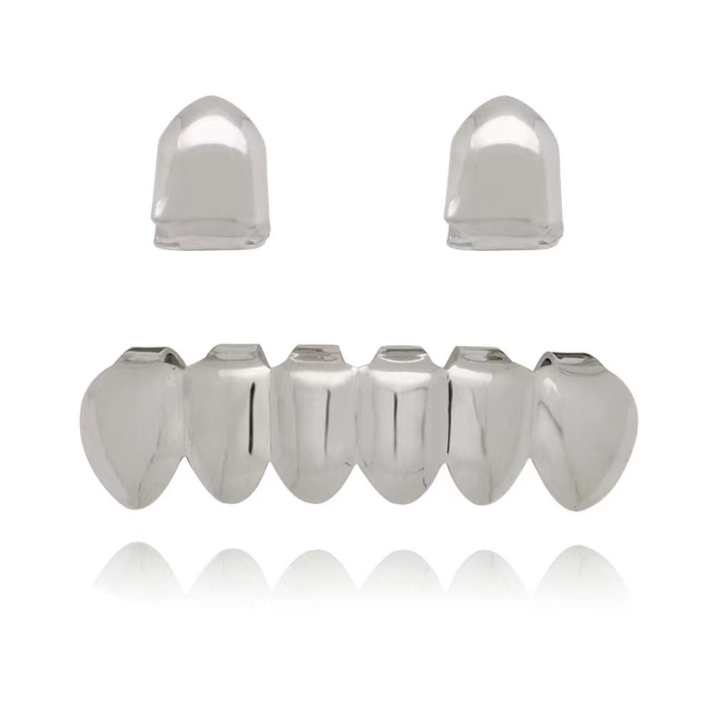 3 pcs teeth grillz jewelry set for man/women hip hop teeth grillz including 2 pcs top single teeth and 1 bottom teeth grillz idea gift jewelry accessories for hip hop lovers