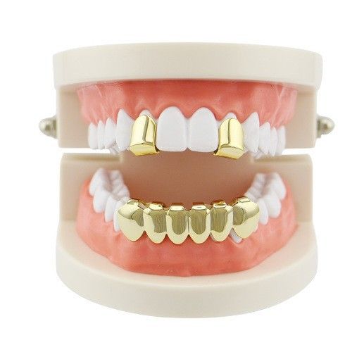 3 pcs teeth grillz jewelry set for man/women hip hop teeth grillz including 2 pcs top single teeth and 1 bottom teeth grillz idea gift jewelry accessories for hip hop lovers