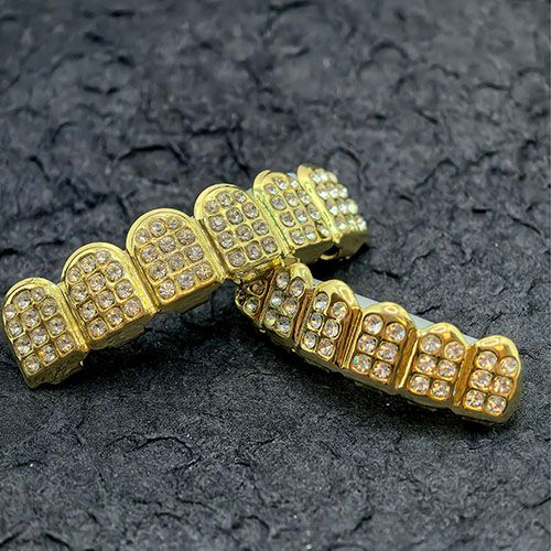 Rapper hip hop grill dental mouth iced out bling bling grillz tooth hip hop teeth brace rapper jewelry top & bottom grills for men/women accessories jewelry for halloween /costume party gift