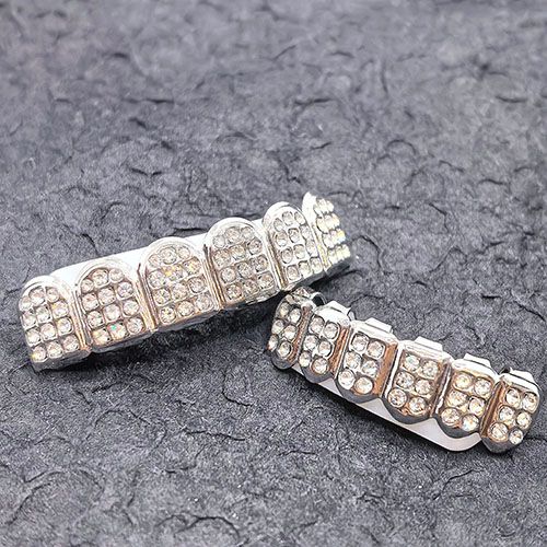 Rapper hip hop grill dental mouth iced out bling bling grillz tooth hip hop teeth brace rapper jewelry top & bottom grills for men/women accessories jewelry for halloween /costume party gift