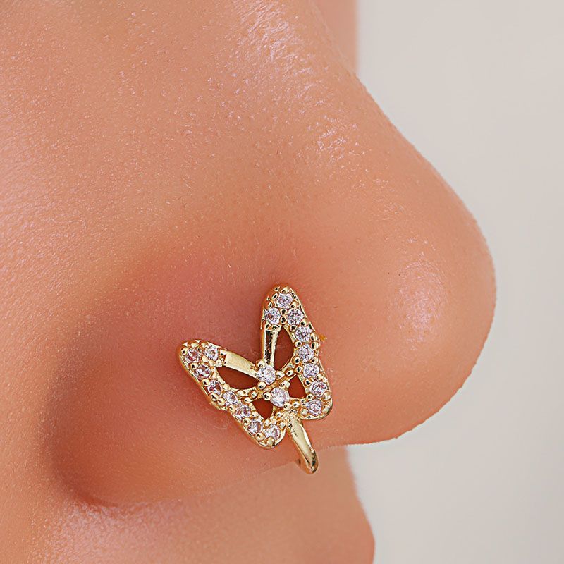 1 Pcs iced out bling Creative U-Shaped Nose Clip, Fake Nose None Piercing Accessories Jewellery for woman/girls, snake nose clip, butterfly nose clip, birthday/festival gift for her/girfriend/wife