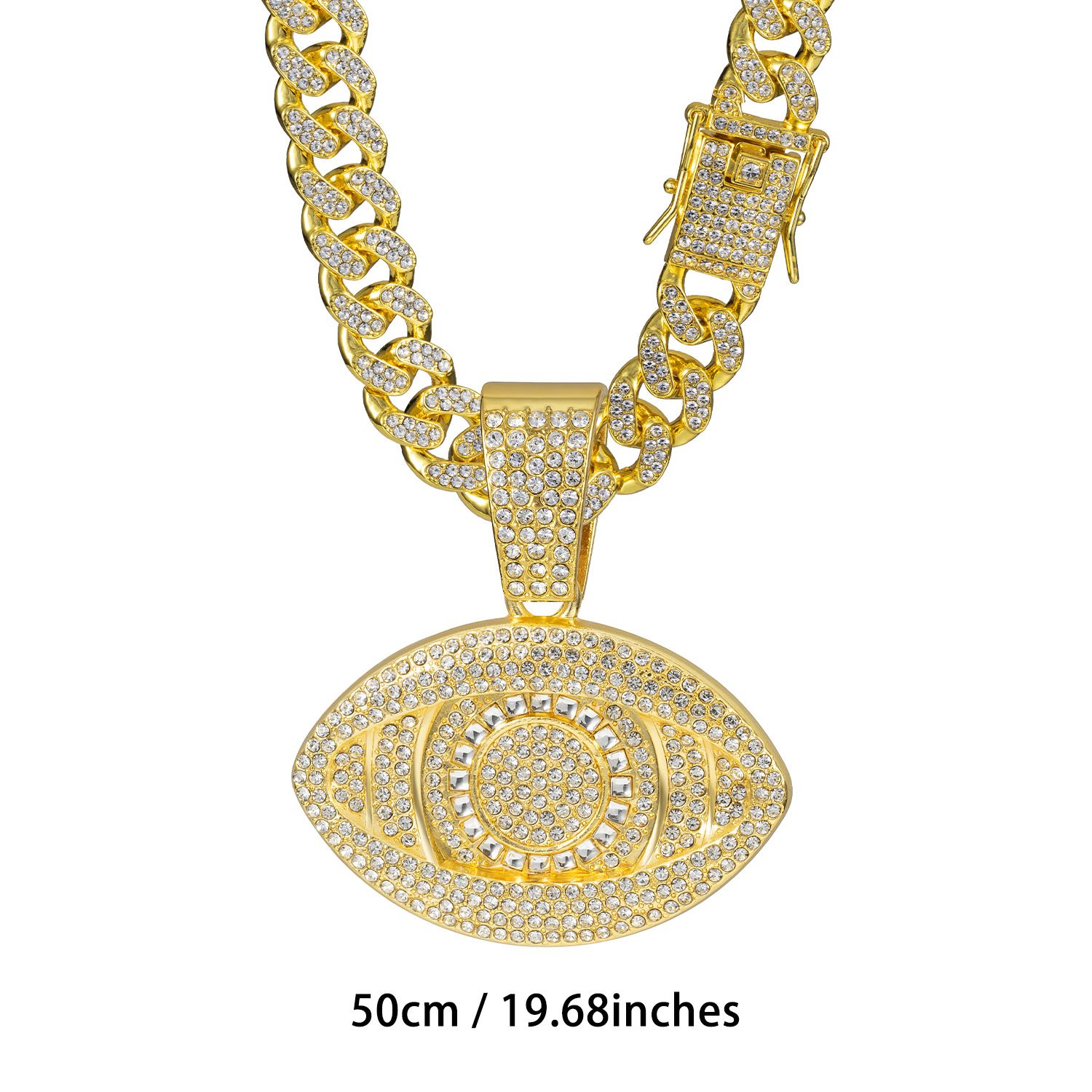 Fashion pendant necklace iced out hip hop chain pendant  man women eye pendant with cuban chain necklace
