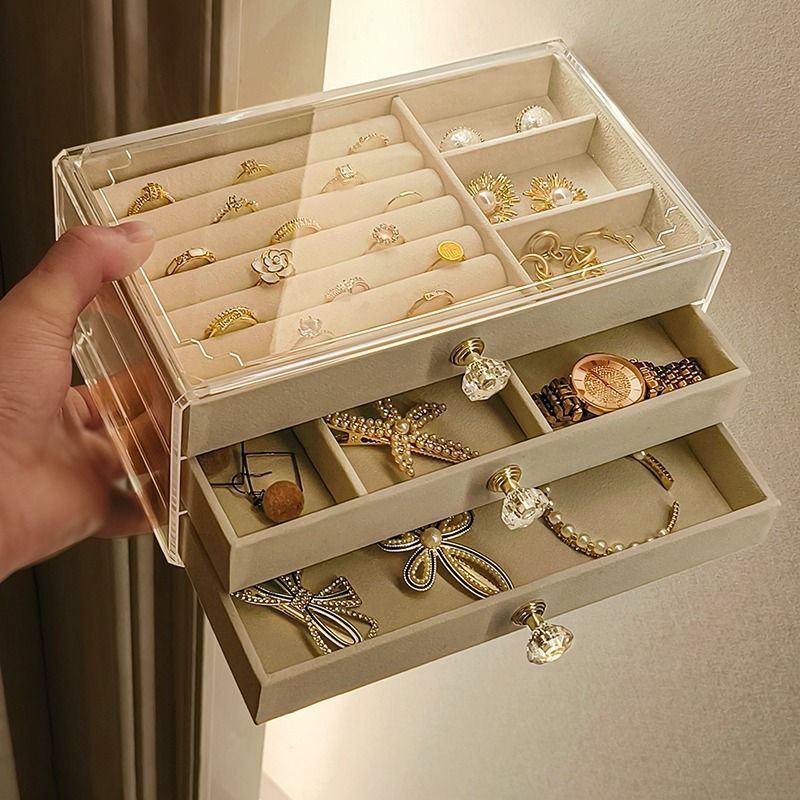 New Jewelry Box Organizer Jewelry Case PU Leather ring/bracelet/necklace/earings Storage Box Jewelry Organizer Display three layers drawers organizer display gift for friend