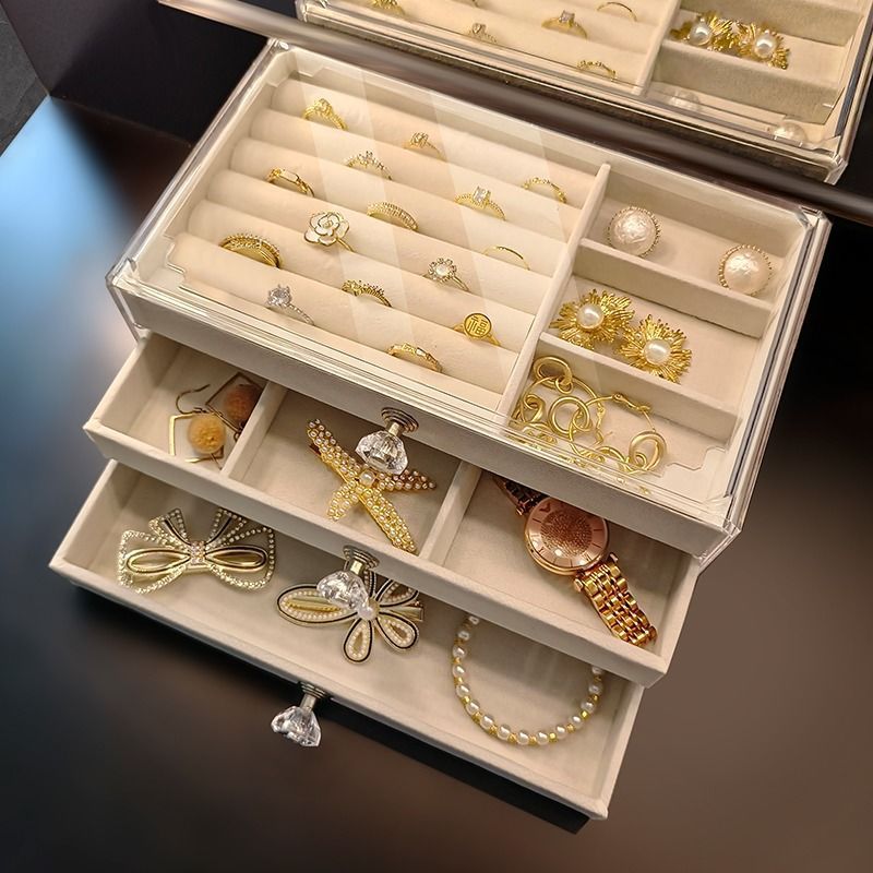 New Jewelry Box Organizer Jewelry Case PU Leather ring/bracelet/necklace/earings Storage Box Jewelry Organizer Display three layers drawers organizer display gift for friend