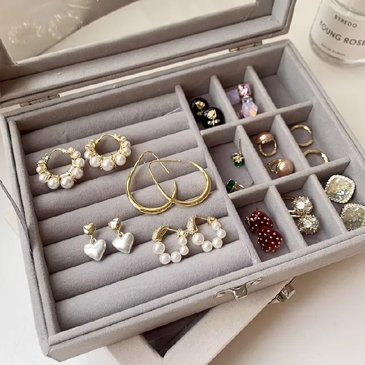 New Jewelry Box Organizer Jewelry Case PU Leather ring/bracelet/necklace/earings Storage Box Jewelry Organizer Display three layers drawers organizer display gift for friend
