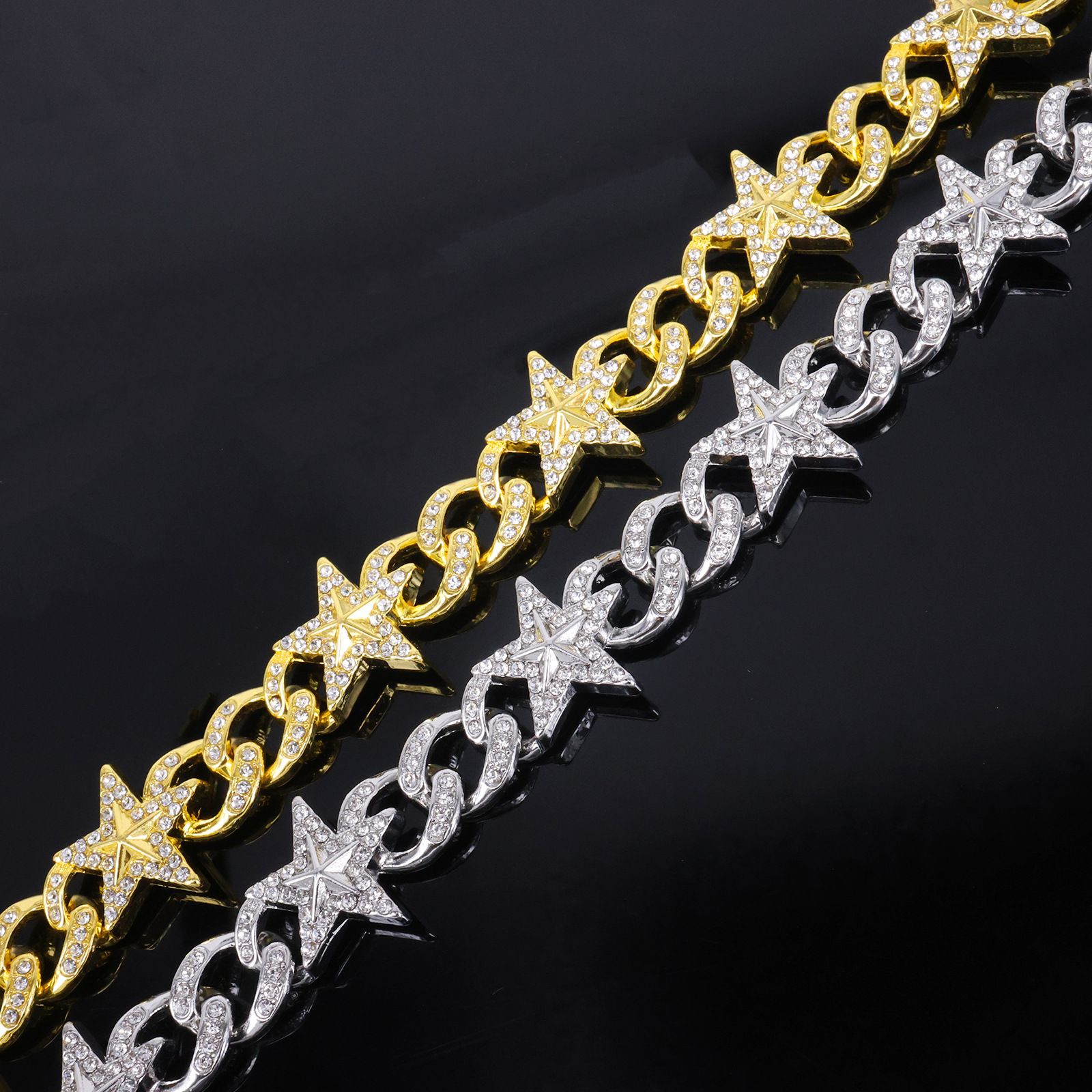 five star chain iced out bling chain necklace man/woman hip hop jewelry man/woman