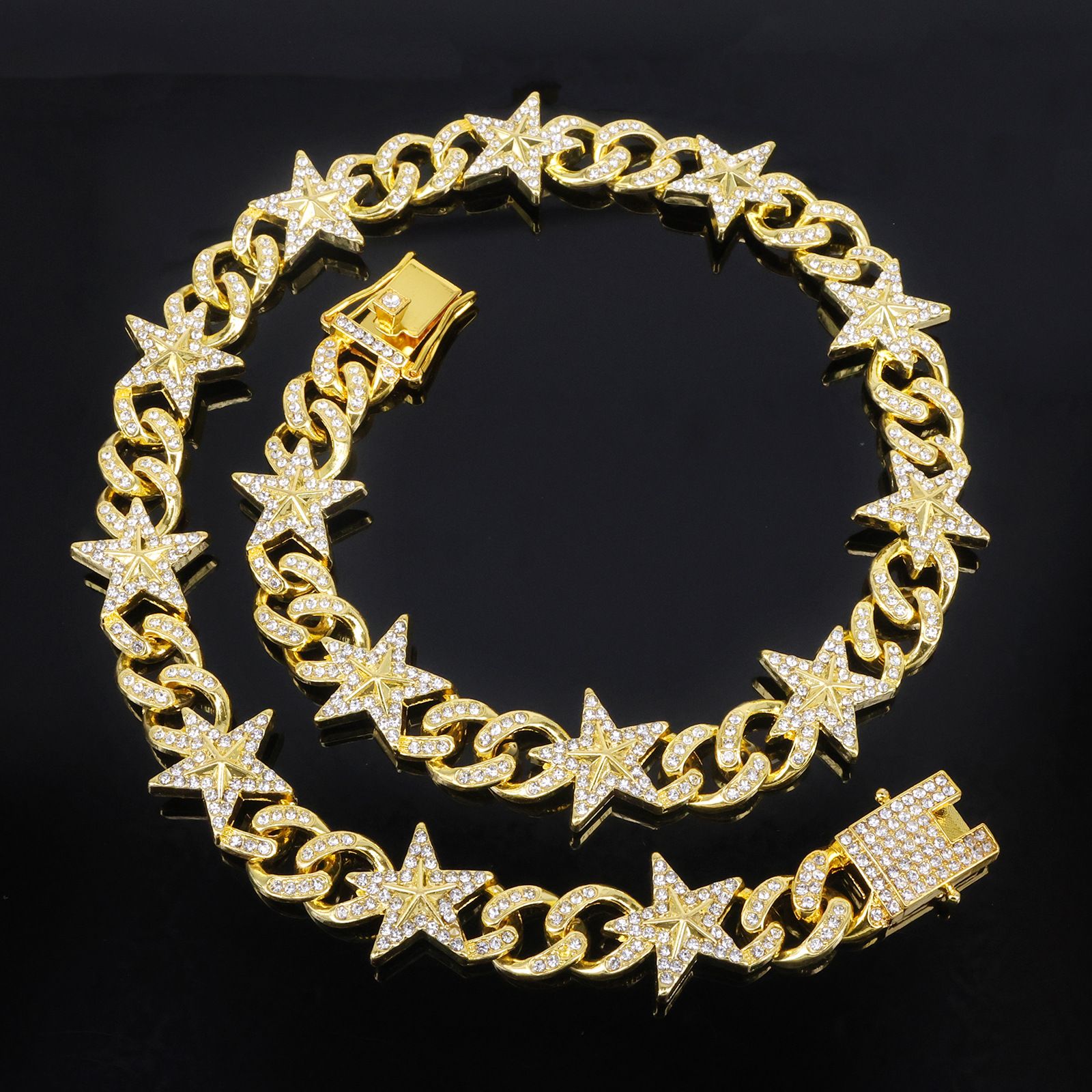 five star chain iced out bling chain necklace man/woman hip hop jewelry man/woman