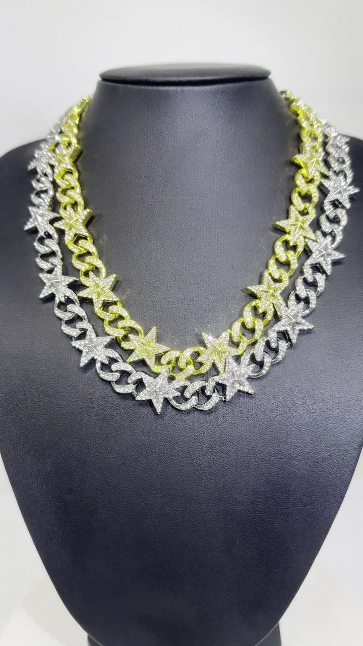 five star chain iced out bling chain necklace man/woman hip hop jewelry man/woman