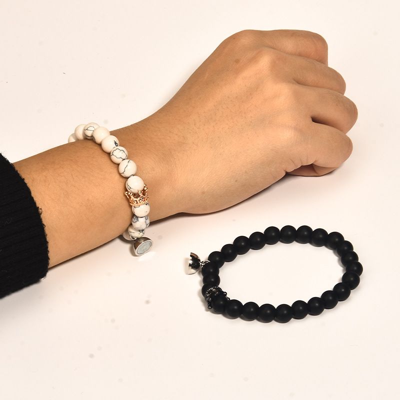 2 pcs Couples Bracelets His and Her pair Bracelets Heart Matching Bracelets beads making bracelet Jewelry for Women Men magnetic bracelets