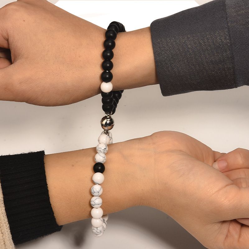 2 pcs Couples Bracelets His and Her pair Bracelets Heart Matching Bracelets beads making bracelet Jewelry for Women Men magnetic bracelets