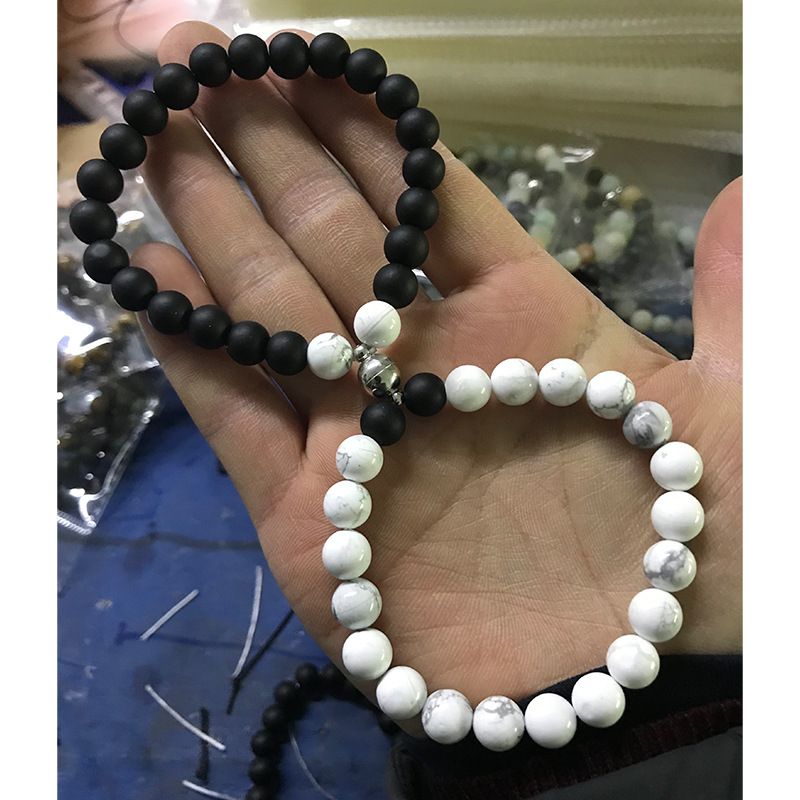 2 pcs Couples Bracelets His and Her pair Bracelets Heart Matching Bracelets beads making bracelet Jewelry for Women Men magnetic bracelets