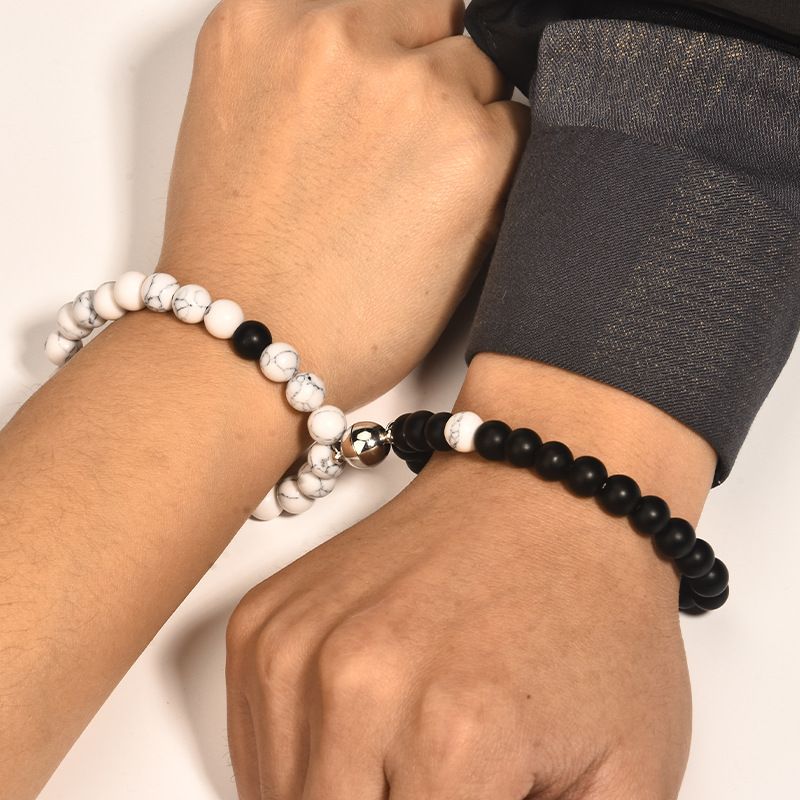 2 pcs Couples Bracelets His and Her pair Bracelets Heart Matching Bracelets beads making bracelet Jewelry for Women Men magnetic bracelets