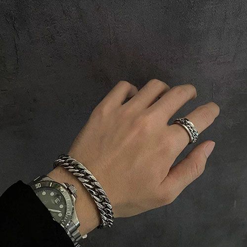 Men hand/wrist chain bracelet jewelry stainless steel non tarnish skin friendly cuban chain hip hop rapper jewelry accessories valentines gift for boyfriend