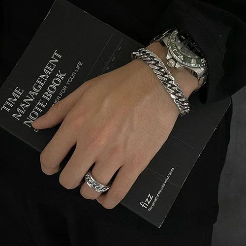 Men hand/wrist chain bracelet jewelry stainless steel non tarnish skin friendly cuban chain hip hop rapper jewelry accessories valentines gift for boyfriend