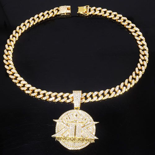 pendant necklace for men hip hop iced pendant necklace with cuban chain for  men/women hip hop fashion jewelry accessory gift for him/her party show costume jewelry