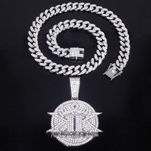 pendant necklace for men hip hop iced pendant necklace with cuban chain for  men/women hip hop fashion jewelry accessory gift for him/her party show costume jewelry