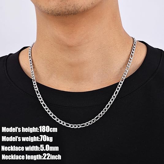men chain jewelry necklace man/men hip hop chain necklace figaro NK 3 to 1 silver  stainless steel