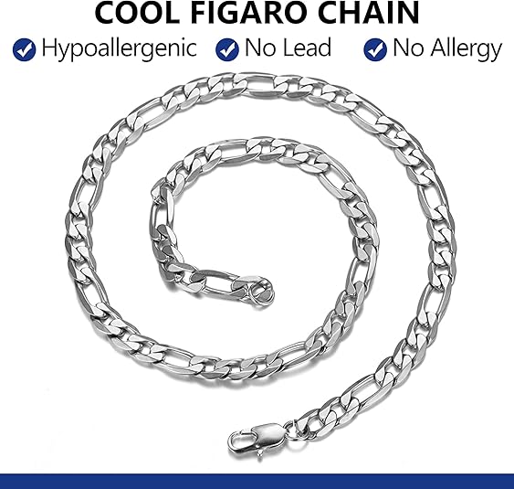 men chain jewelry necklace man/men hip hop chain necklace figaro NK 3 to 1 silver  stainless steel