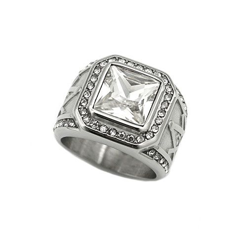 Gemstone Ring for men hip hop stainless steel with Diamond iced retro vintage ring fashion accessories jewelry for Men