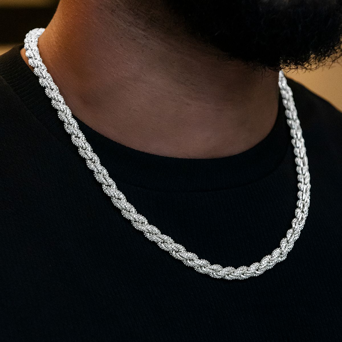 Iced out twist rope chains for men/women hip hop iced out chunky rope chain for men/women jewellery accessories 10mm width/60cm length necklace
