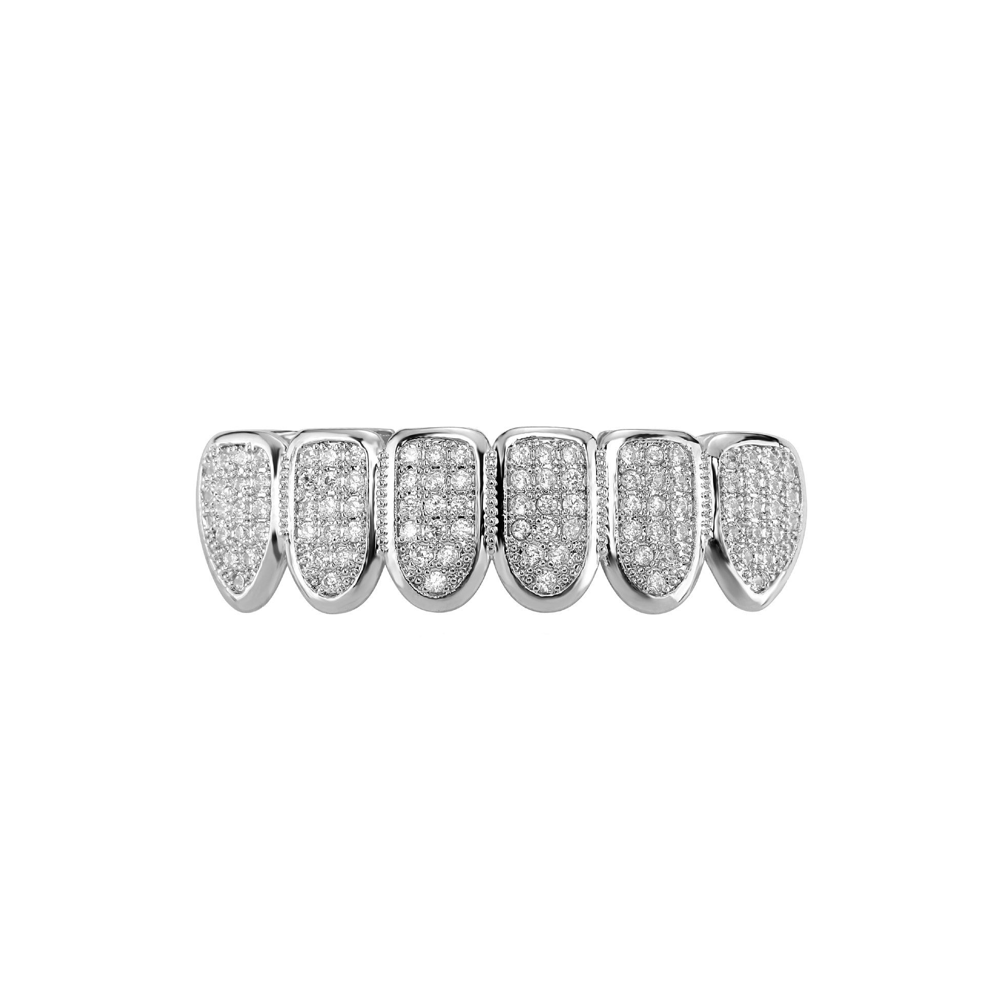 Iced Tooth/Teeth Grillz Caps with Full Handmade 5A + CZ diamond Hip Hop Teeth Grillz body Jewelry Accessories Gifts for Rapper Music Lovers