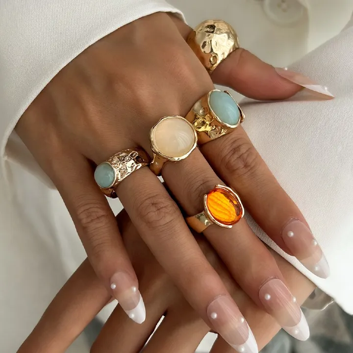 Knuckle Stacking Gold Rings jewelry set for women, statement chunky dainty  adjustable open rings set fashion jewelry accessories  birthday valentines gifts for ladies/girlfriends