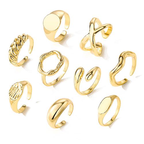 Stacking Rings set jewelry woman gold chunky medium fit adjustable rings set jewelry accessories festival birthday Christmas gifts for girlfriend/ladies/girls