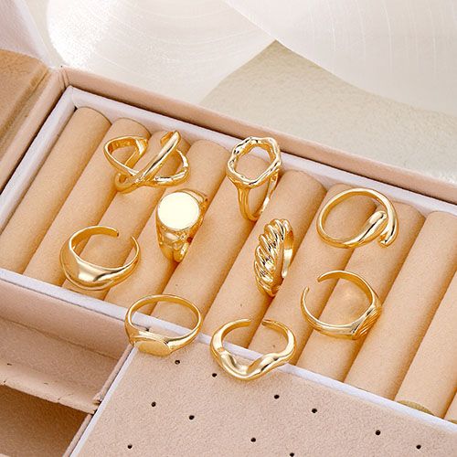 Stacking Rings set jewelry woman gold chunky medium fit adjustable rings set jewelry accessories festival birthday Christmas gifts for girlfriend/ladies/girls
