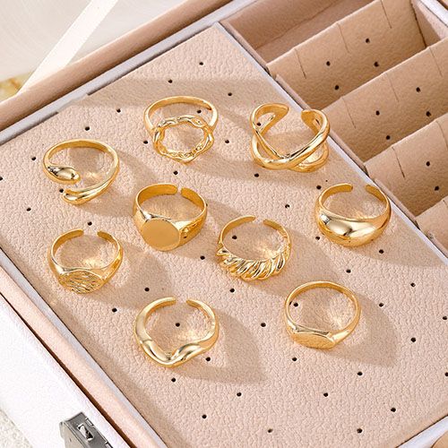 Stacking Rings set jewelry woman gold chunky medium fit adjustable rings set jewelry accessories festival birthday Christmas gifts for girlfriend/ladies/girls