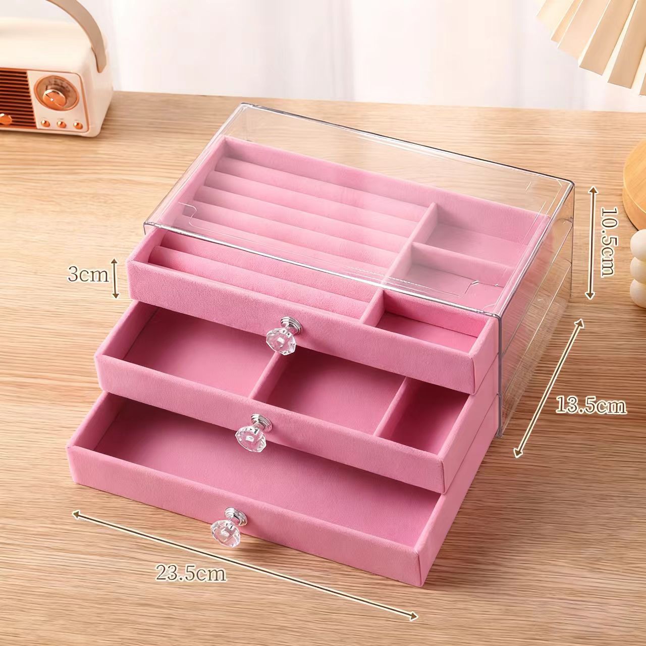 Jewelry box organizer Jewelry Case PU Leather ring/bracelet/necklace/earrings/watch jewelery Storage Box Jewelry Organizer Display three layers drawers organizer display gift for friend