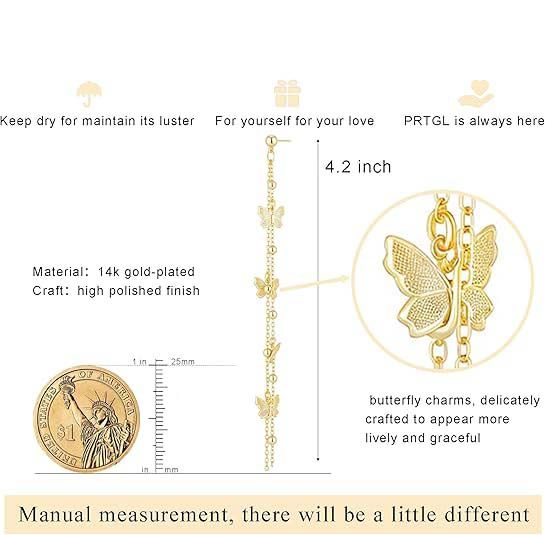 Butterfly Drop&Dangle Earrings women Statement Stainless Steel with 18K golden plated Butterfly Earrings for girls no tarnish hypoallergenic earrings for women