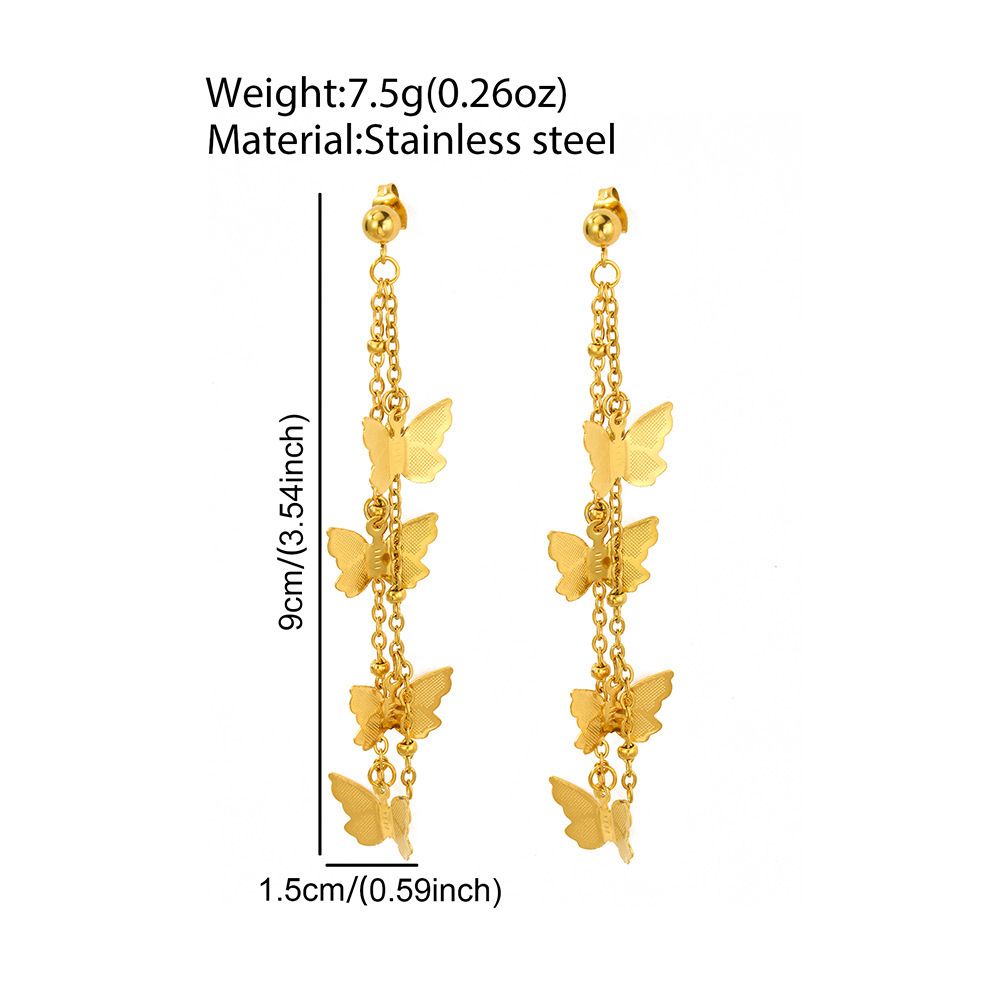 Butterfly Drop&Dangle Earrings women Statement Stainless Steel with 18K golden plated Butterfly Earrings for girls no tarnish hypoallergenic earrings for women