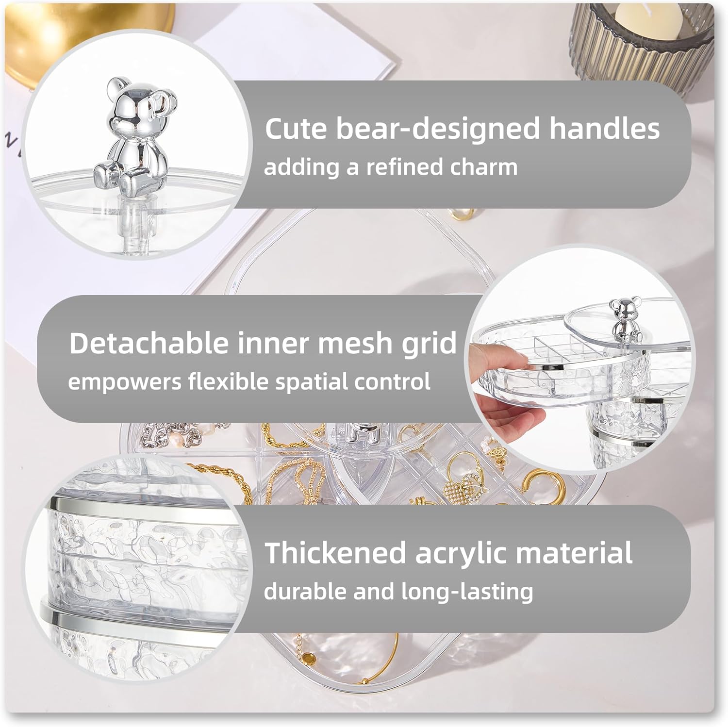 1 pcs Jewelry Stand Holder Display Tray High Quality Plastic Jewelry Storage Box Multilayer Rotating Plastic Stand Earring Ring Necklace Box Cosmetics