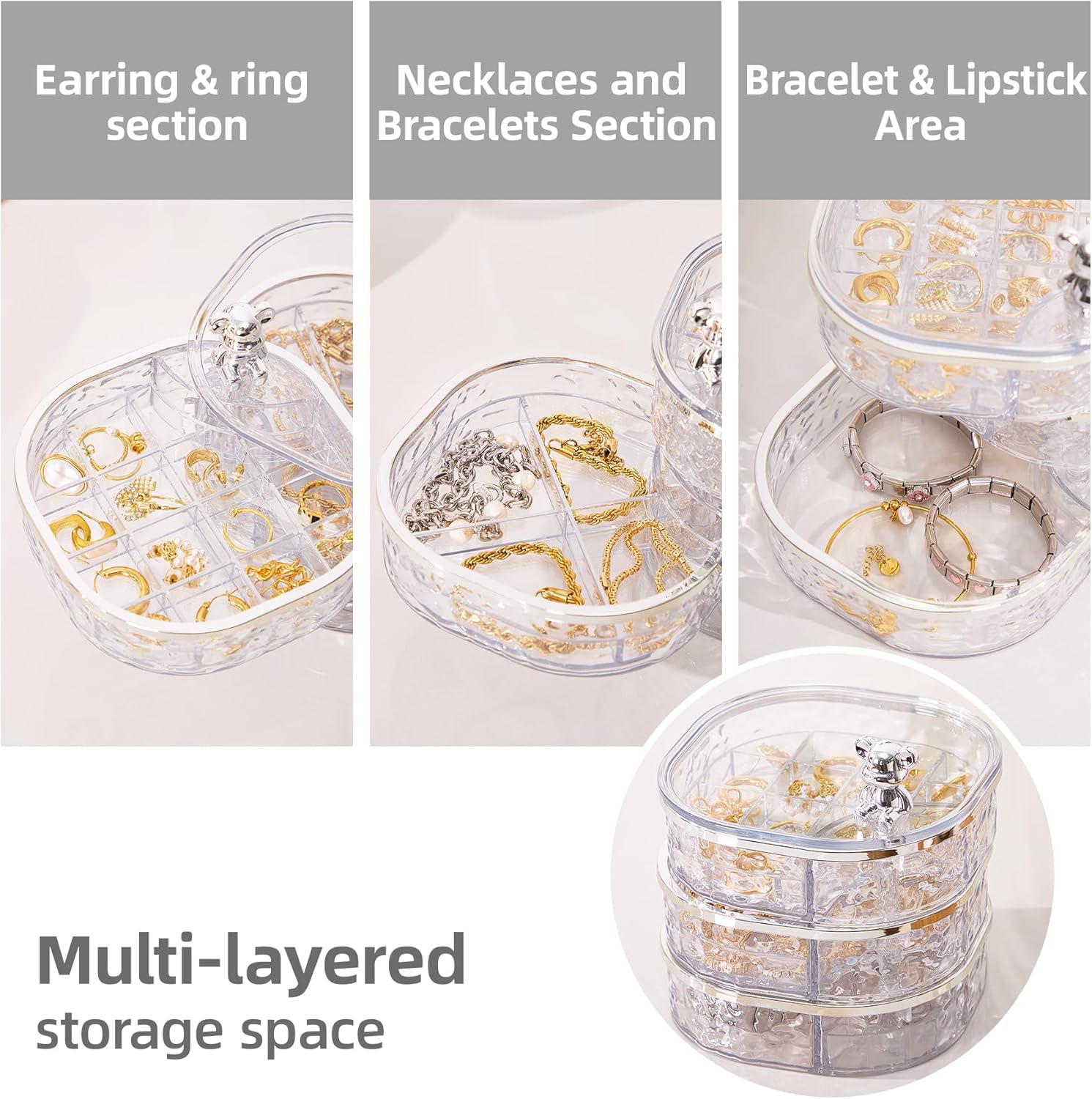 1 pcs Jewelry Stand Holder Display Tray High Quality Plastic Jewelry Storage Box Multilayer Rotating Plastic Stand Earring Ring Necklace Box Cosmetics