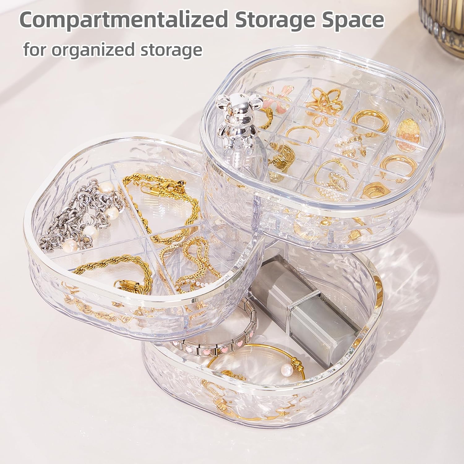 1 pcs Jewelry Stand Holder Display Tray High Quality Plastic Jewelry Storage Box Multilayer Rotating Plastic Stand Earring Ring Necklace Box Cosmetics