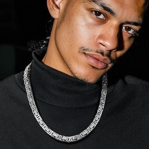 Byzantine Aesthetic silver chain man bold chunky necklace or bracelet Link chain rapper hip hop chain necklace stainless steel waterproof necklace jewelry accessory valentines gift for boyfriends