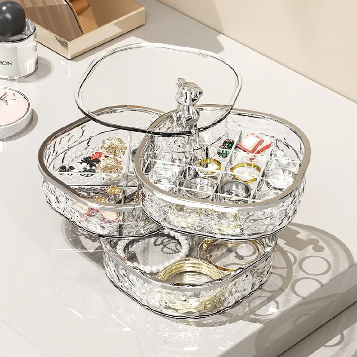 1 pcs Jewelry Stand Holder Display Tray High Quality Plastic Jewelry Storage Box Multilayer Rotating Plastic Stand Earring Ring Necklace Box Cosmetics