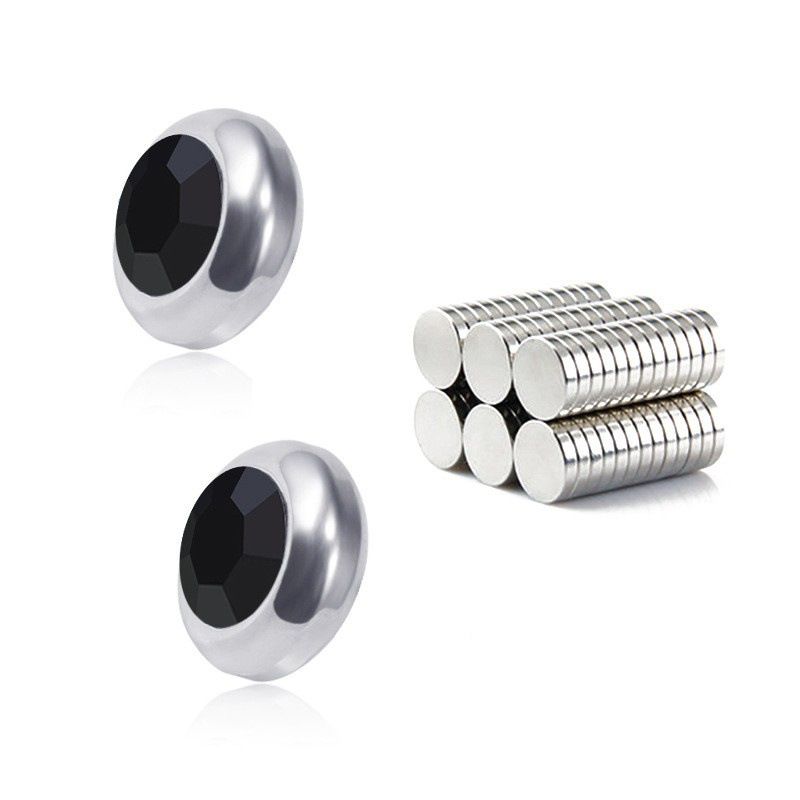 Round Diamond Earrings Magnetic Clip-on Earrings for Men Gifts for men